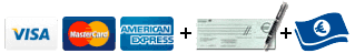 Visa, Mastercard, American Express, chèque et mandat cash